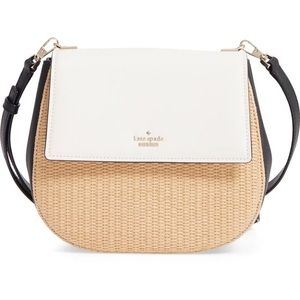 Kate Spade Cameron Street Straw Byrdie Leather Woven Adjustable Crossbody Purse